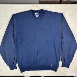 Vintage Russell Athletic Navy Blue Crewneck Sweatshirt Mens Medium Made in USA